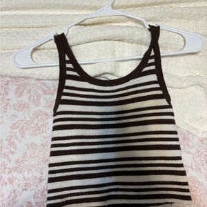 American Eagle Striped Knit Tank Top in Brown and Cream